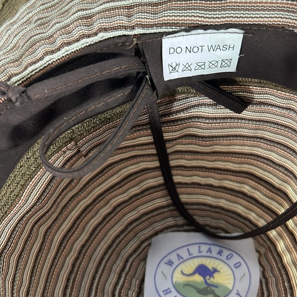 Wallaroo Hat Co Ginger Style Wide Brim UPF 50+ Browns & Cream Striped Sun Hat - Picture 10 of 11